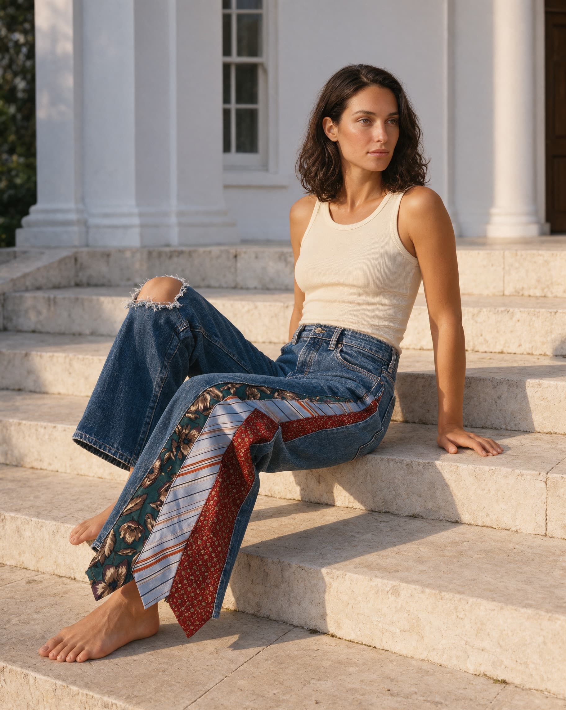 Tie Panel Jeans